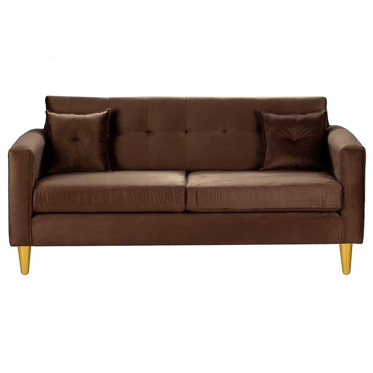 Juego de Living Bodevir New Retro Felpa 01 Sofá 3 Cuerpos + Dos Pouf 1 Cuerpo Chocolate 