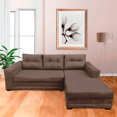 Sofá Seccional Izquierdo Living Factory Roma 3 Cuerpos Chocolate