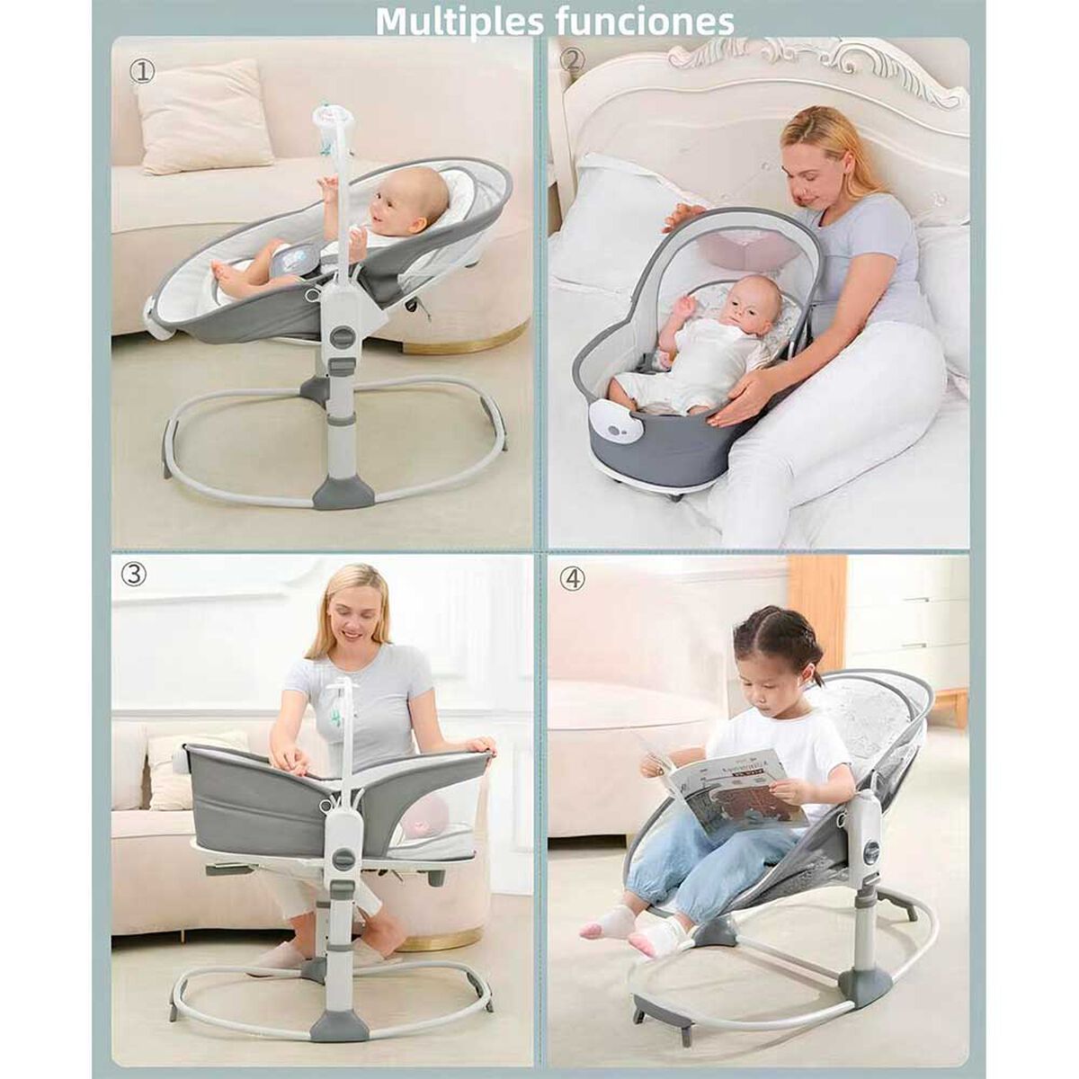 Cuna Moisés y Columpio con Vibración 2 en 1 Lubabycas Morada