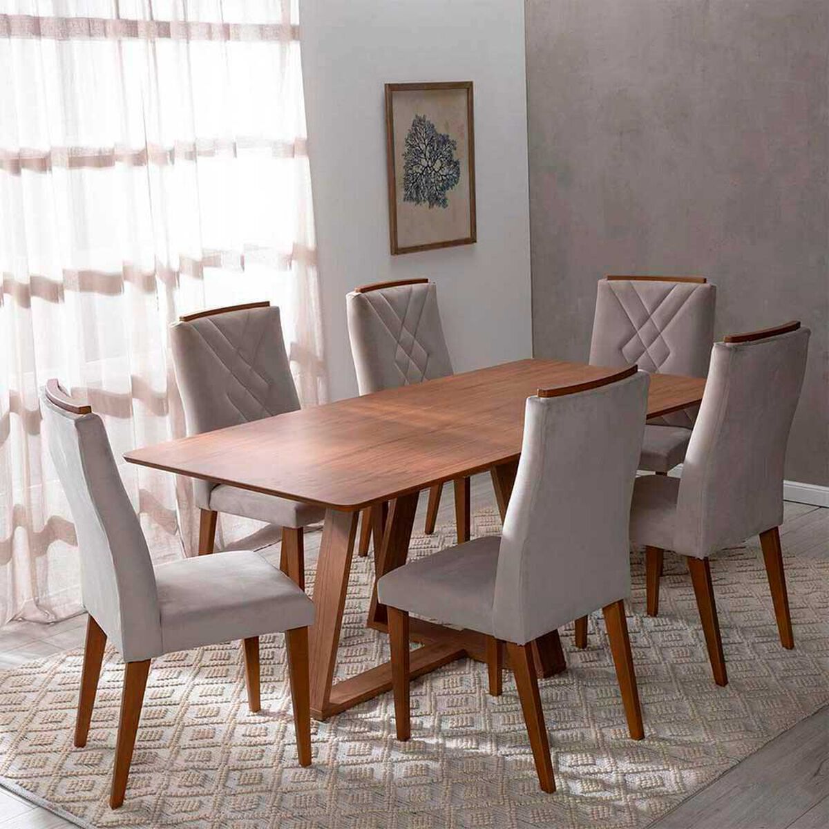 Juego de Comedor Decocasa Avena 6 Sillas Canela