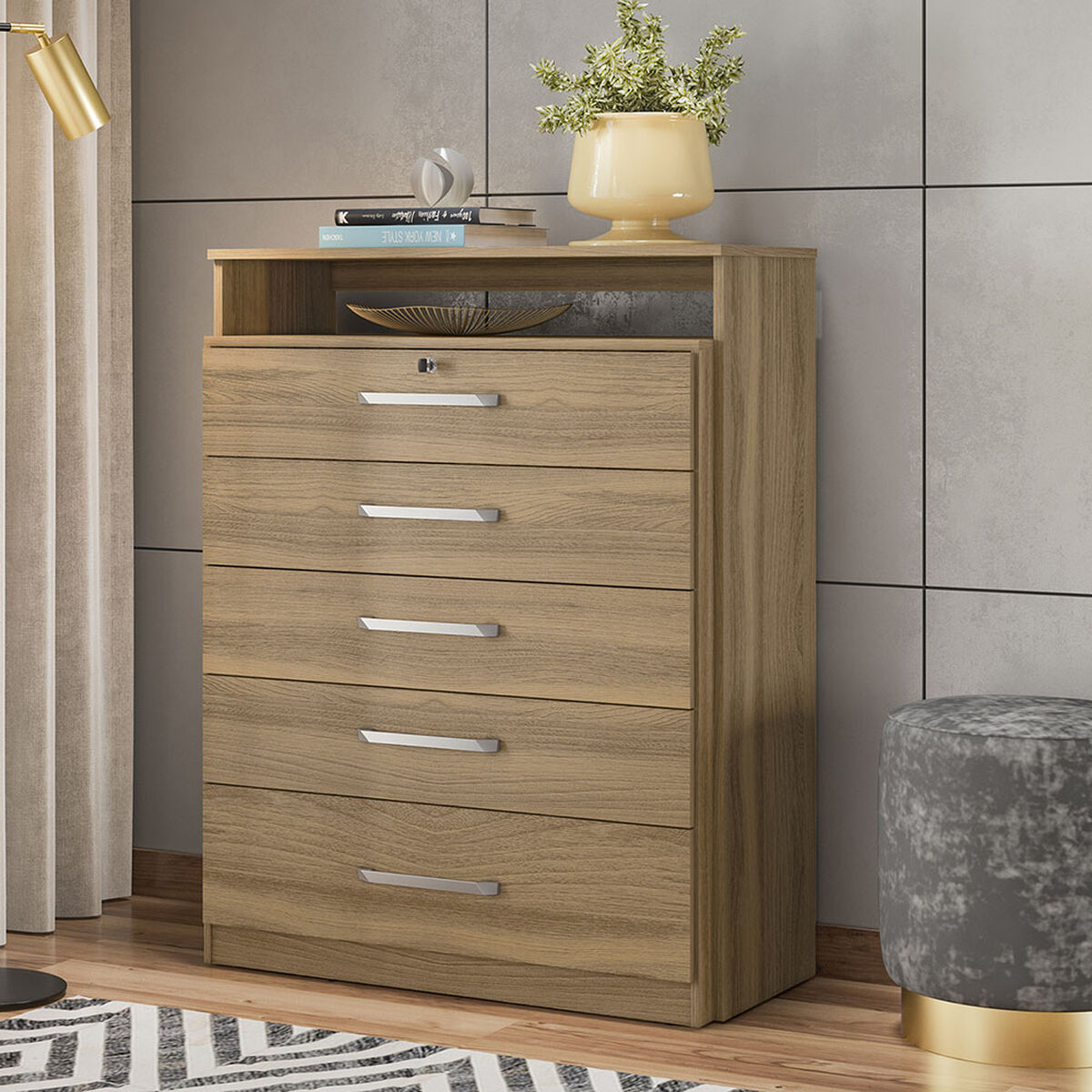 C&oacute;moda Favatex Kassandra 5 Cajones