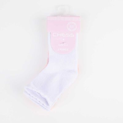 Imagen 1 del producto Pack 3 Calcetin Largo de Algodón Chess Baby Damasco, Rosado
