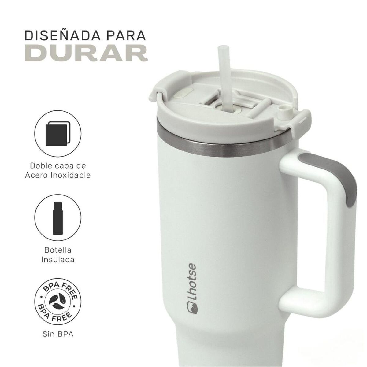 Vaso T&eacute;rmico Tumbler Lhotse Acero Inoxidable con Tapa 1180ml Crema