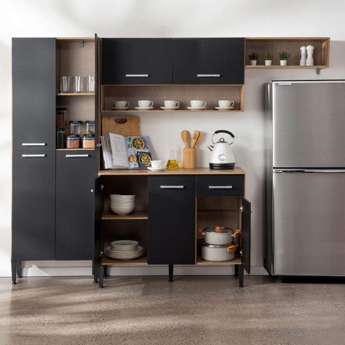 Mueble de Cocina Roca Arizona 1 Cajón 9 Puertas Negro
