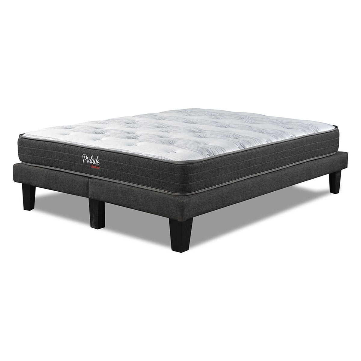 Cama Europea Prelude 2 Plazas Radiant 190 Cm +  Respaldo Urban Marengo