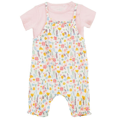 Conjunto Flores Chess Baby rosado