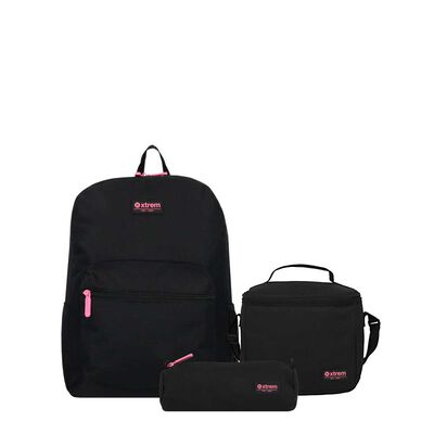 Triple Pack 6XT Mochila Ni&ntilde;a Xtrem Negro/Rosado