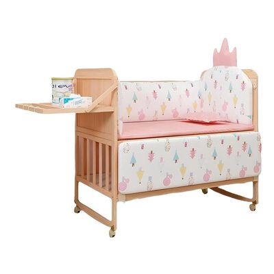 Cuna Colecho Madera Pack&Play con Mudador Rosad LuBabycas