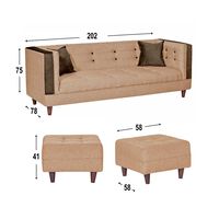 Juego de Living Diseño A&M Home Santa Monica Sofá 3 Cuerpos + 2 Pouf 1 Cuerpo  Beige