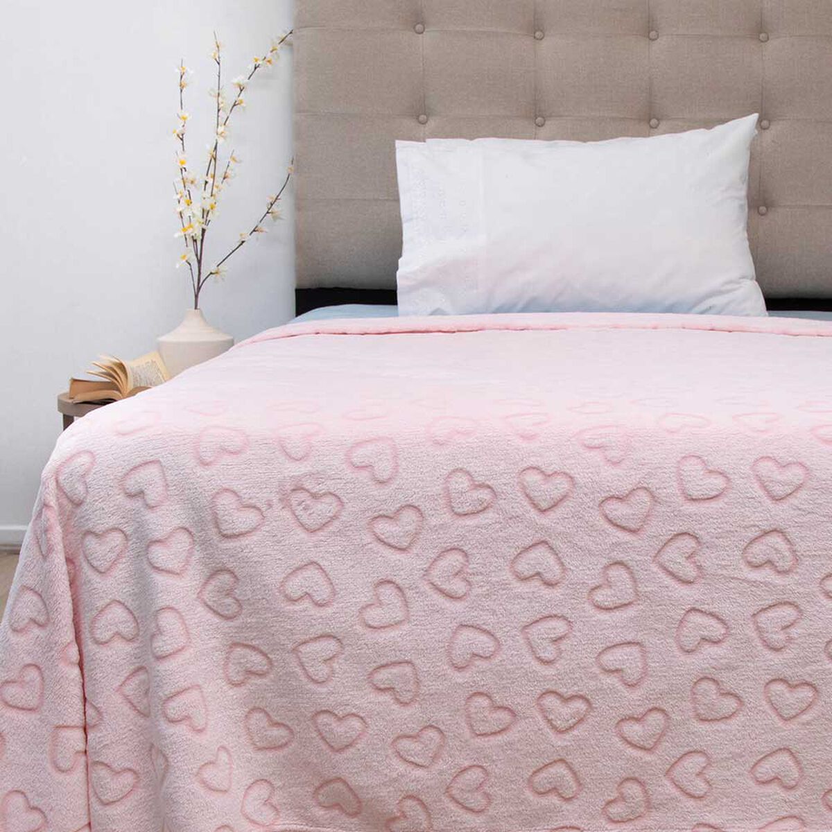 Frazada Poliéster Doral 1,5 Plazas Deluxe Rosado