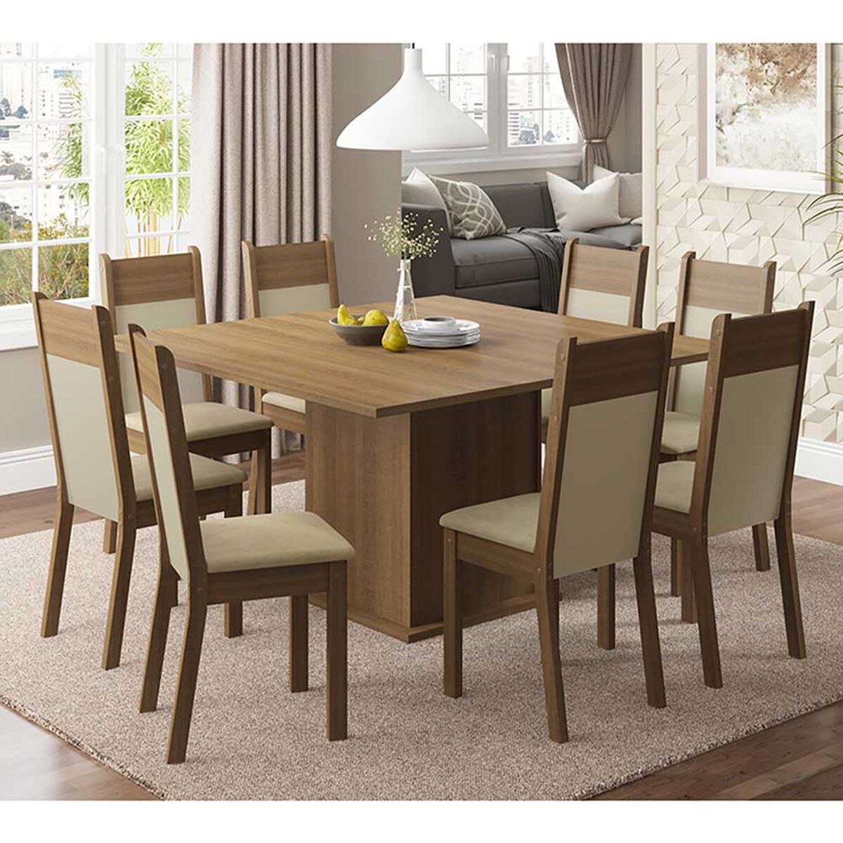 Juego de Comedor Vekkahome Clarice Morello 8 Sillas Café