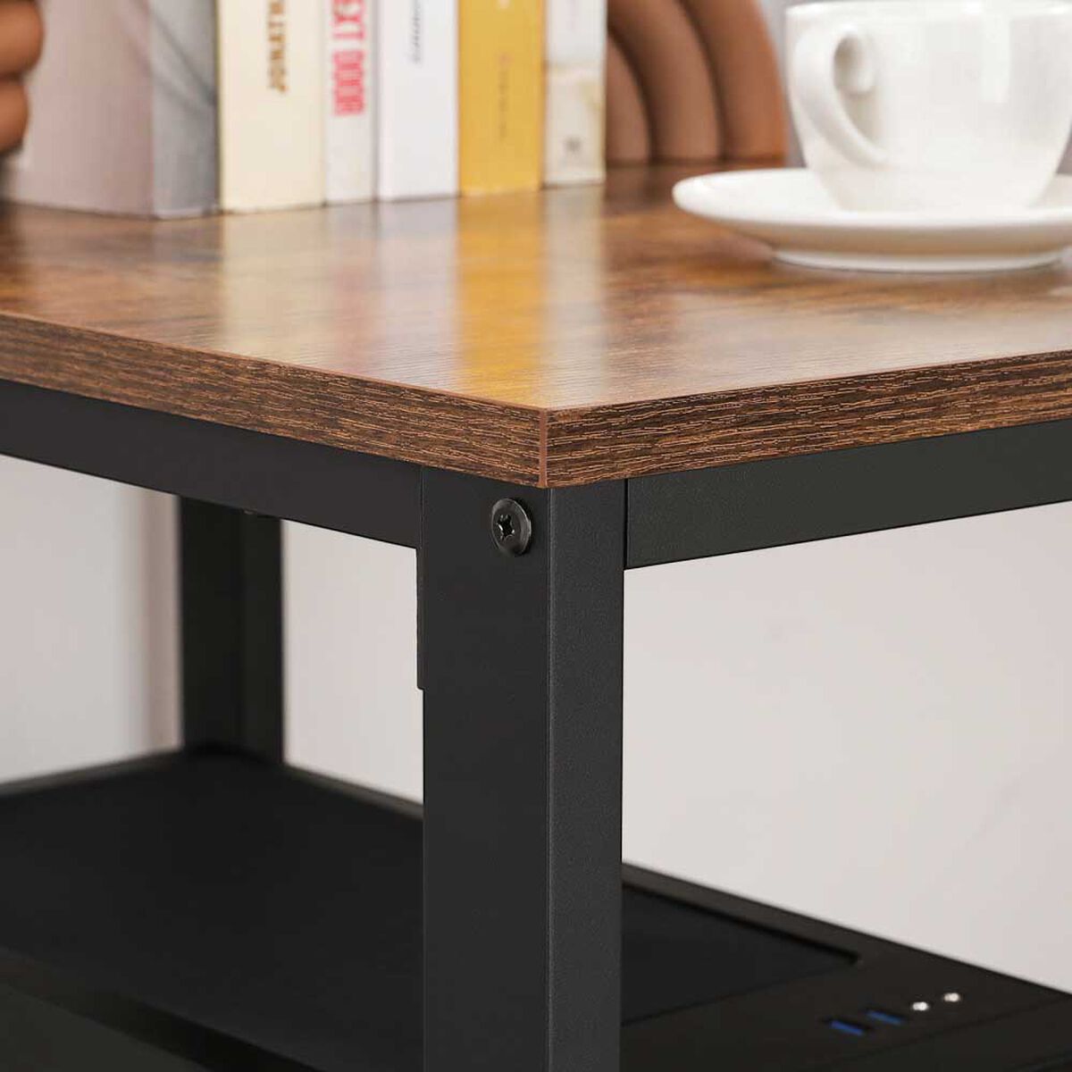 Escritorio Fm Furniture Metalwood Marrón Rústico