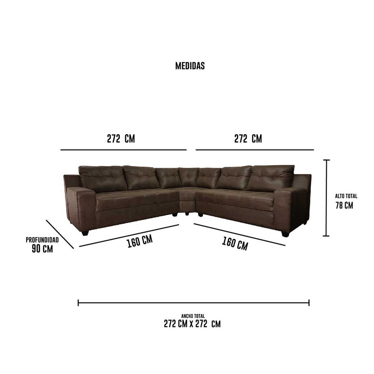 Sofá Seccional Deco Class Florencia 5 Cuerpos Café