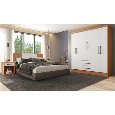 Clóset Roca Ámbar Canela Blanco 6 Puertas 2 Cajones