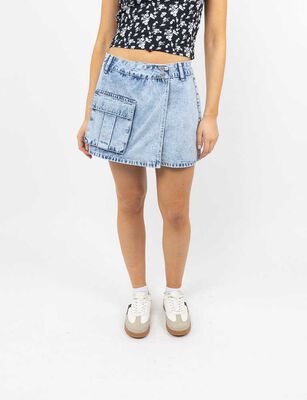 Imagen 1 del producto Falda Short Denim Mujer Icono Celeste, Indigo