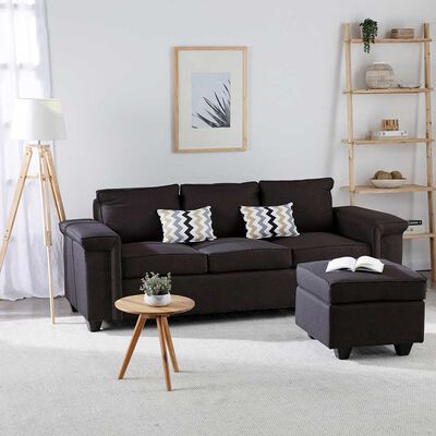 Imagen 1 del producto Sofá Mons Sicilia 3 Cuerpos + Pouf 1 Cuerpo Chocolate