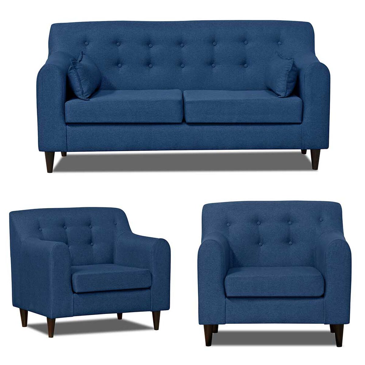 Juego de Living Innovamuebles Dali Sofá 3 Cuerpos + Dos Sillones 1 Cuerpo Azul