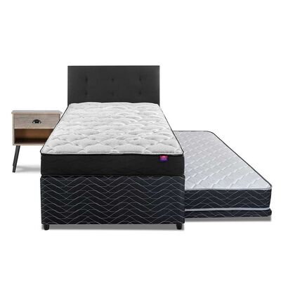 Imagen 2 del producto Cama Nido Flex 1,5 Plazas Therapedic Plus + Respaldo Royal + Velador Rock