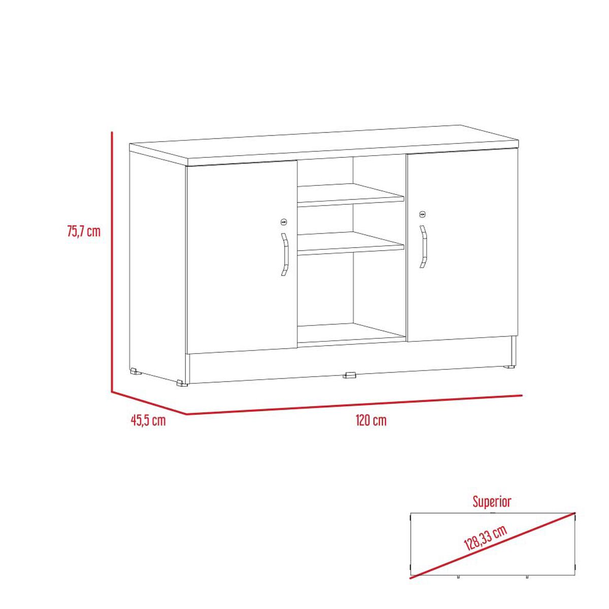 Combo Gabinete 2 Puertas + Cajonera 2 Puertas TuHome Home Office Negro Soft-Coñac