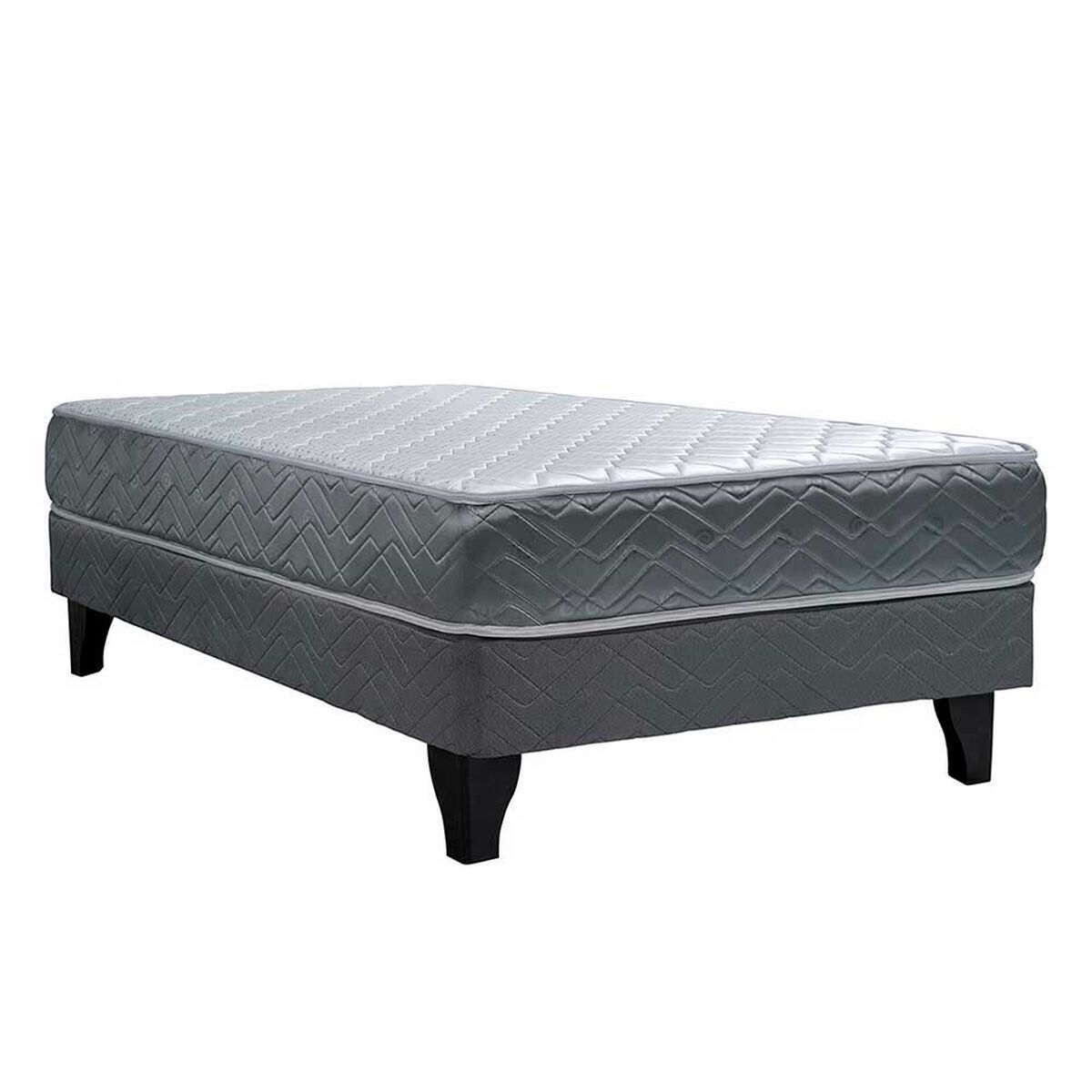 Combo Cama Europea Celta 1 Plaza Cádiz + Respaldo 1,5 Plazas + Velador Casanova Nogal + Sofá Cama Mantahue 1 Cuerpo Grafito