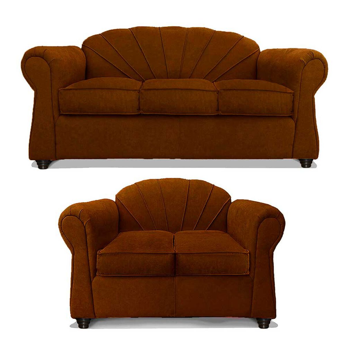 Juego de Living Elegant Detail Marsella Sofá 3 Cuerpos + Sofá 2 cuerpos + Sillón 1 Cuerpo Café