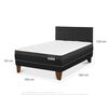 Cama Europea Belsogno 1,5 Plazas Premium + Respaldo Black