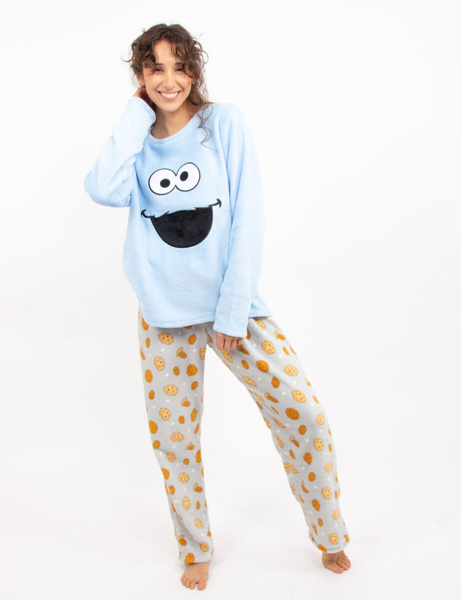 Pijama Manga Larga Mujer Cookie Monster Palza Sesamo