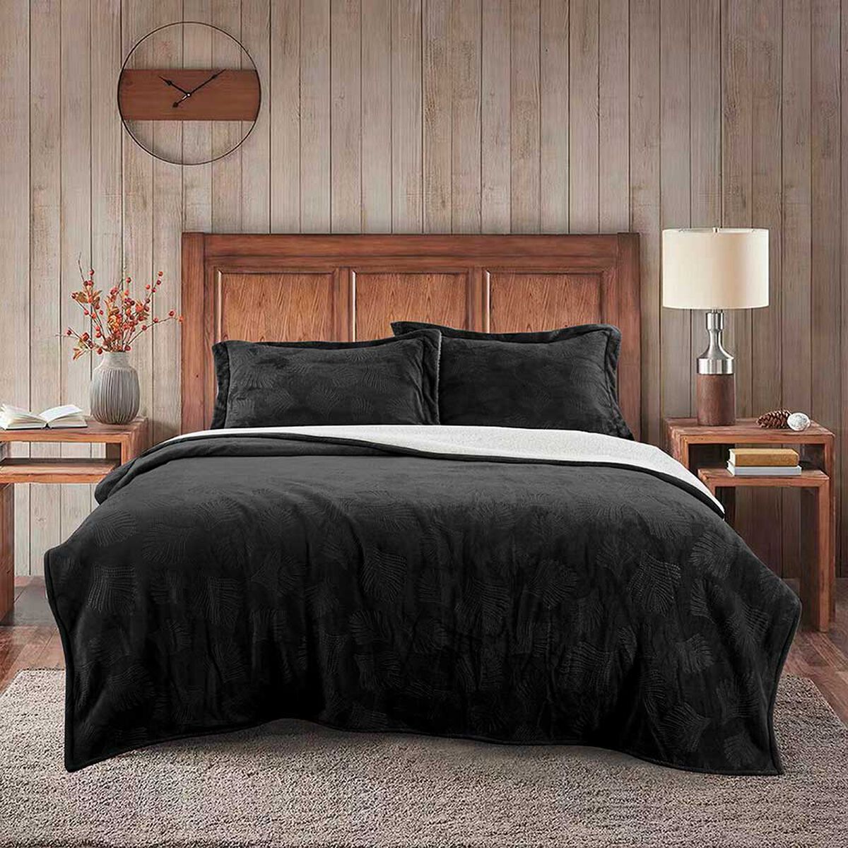 Cubrecama Embossed Estampado Illusions 1,5 Plazas Dark Negro