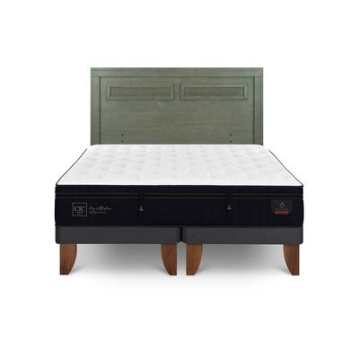 Cama Europea CIC Base Dividida 2 Plazas Súper Premium + Respaldo Milan Olivo