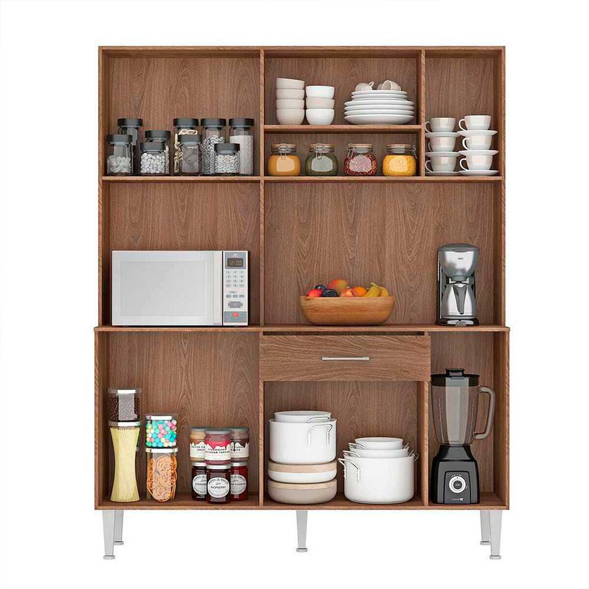 Mueble de Cocina Vekkahome Emi 1 Caj&oacute;n 9 Puertas Caf&eacute;