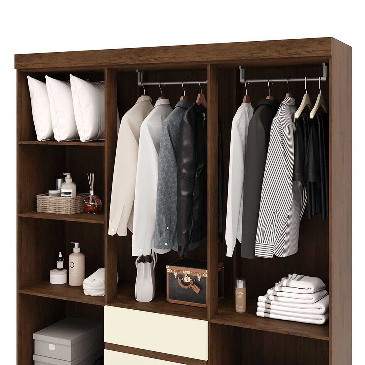 Cl&oacute;set Vekkahome Americano 6 Puertas 2 Cajones Beige