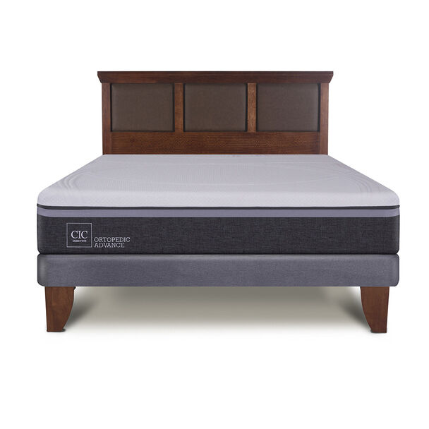 Cama Europea CIC 2 Plazas Ortopedic Advance + Respaldo New Torino Caramelo