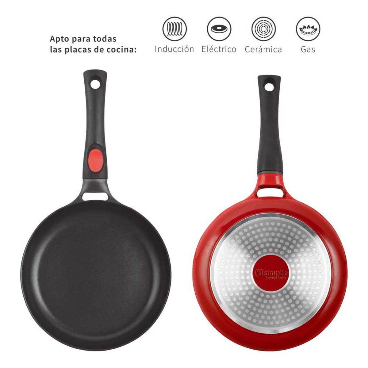 Sartén Antiadherente Aluminio Fundido Simplit Toulouse 24 cm Rojo