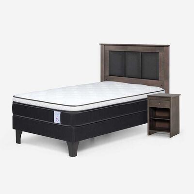 Imagen 2 del producto Combo Cama Europea Rosen 1 Plaza New Style 6 BN + Respaldo y Veladores Rachel