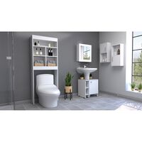 Combo Baño TuHome Big Bath Blanco Estante WC + Mueble Lavamanos + 3 Botiquines Blanco