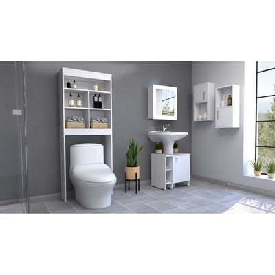 Imagen 1 del producto Combo Baño TuHome Big Bath Blanco Estante WC + Mueble Lavamanos + 3 Botiquines Blanco