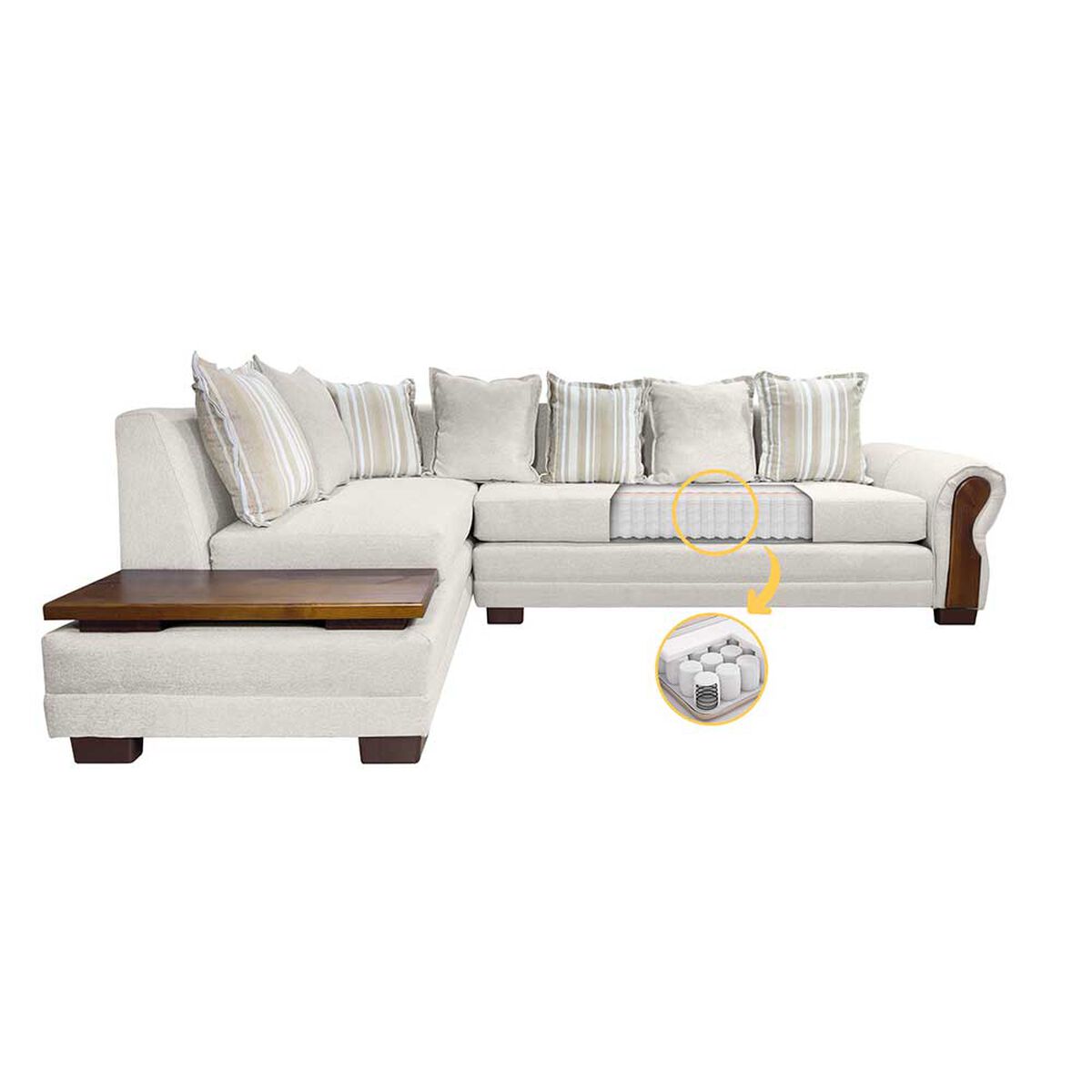 Sofá Seccional Living Factory Dakota 6 Cuerpos Beige