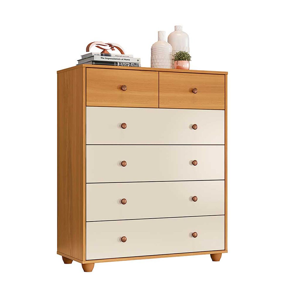 Cómoda Vekkahome Vittoria 6 Cajones Beige