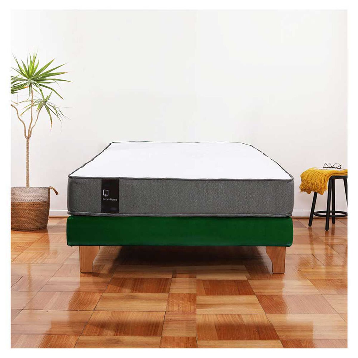 Cama Europea Latam Home 1,5 Plazas Zen Best Verde