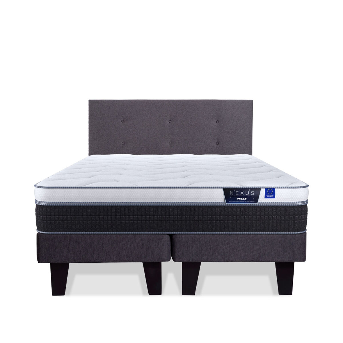 Cama Europea Flex King Nexus Base Dividida + Respaldo Royal Grafito