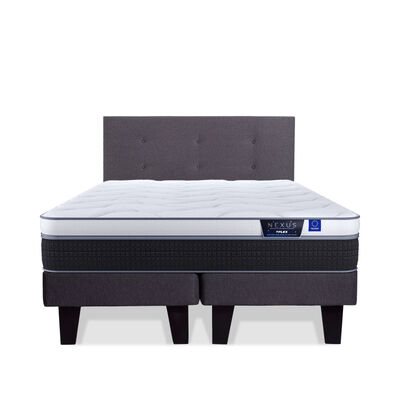 Cama Europea Flex King Nexus Base Dividida + Respaldo Royal Grafito