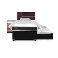 Cama Nido CIC 1,5 Plazas Arriba y 1 Plaza Abajo Ortopedic + Respaldo + Velador Enio + Plumón + Almohada