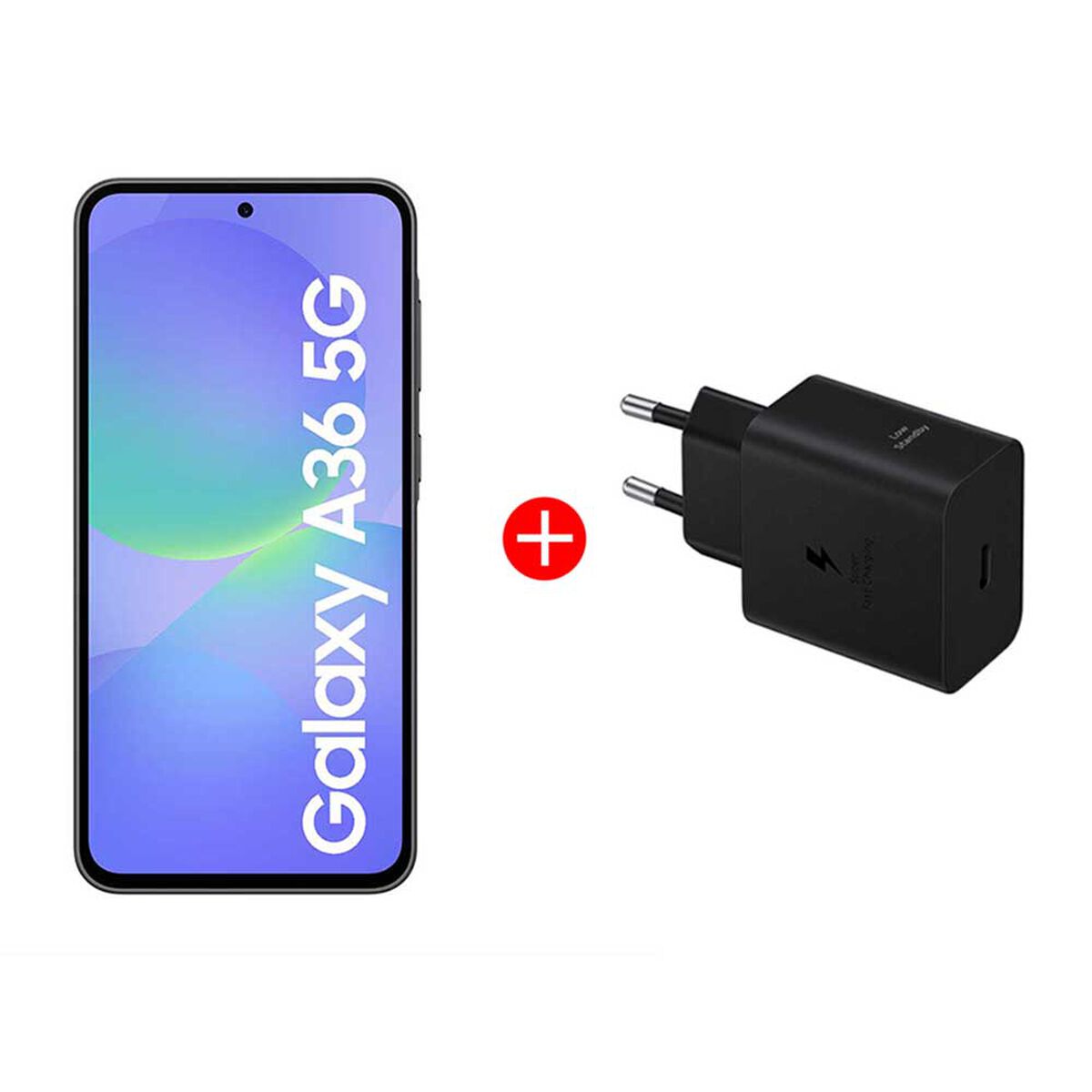 Combo Celular Samsung Galaxy A36 128GB 6,7" Negro Increíble Liberado + Cargador 45W Negro USB-C