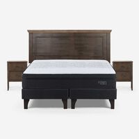 Cama Europea Rosen Base Dividida 2 Plazas Anna + Respaldo + 2 Veladores