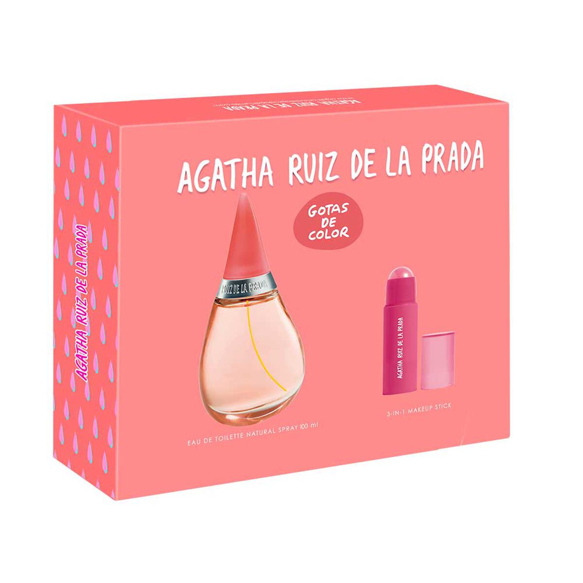Set Perfume Agatha Ruiz de la Prada Mujer Gotas de Color Eau de Toilette 100 ml + Lip & Cheek Stick