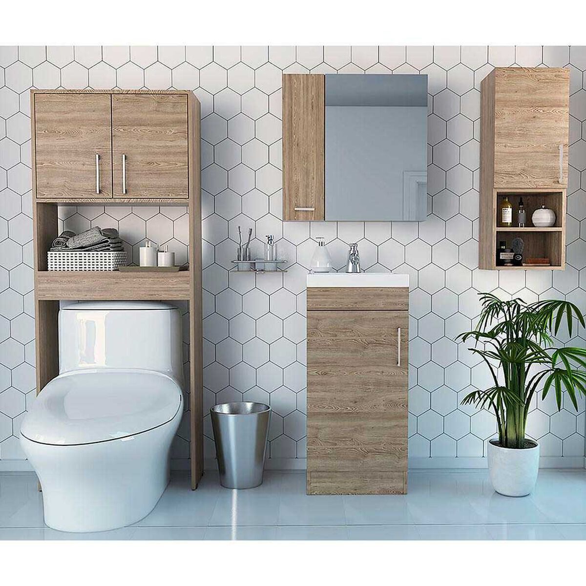 Botiqu&iacute;n + Mueble Lavamanos + Muro + Optimizador TuHome Bath 300