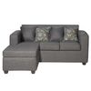 Sofá Seccional Intercambiable Essenza New Puket Tela Catania Chaise longue + Sofá 2 Cuerpos Gris