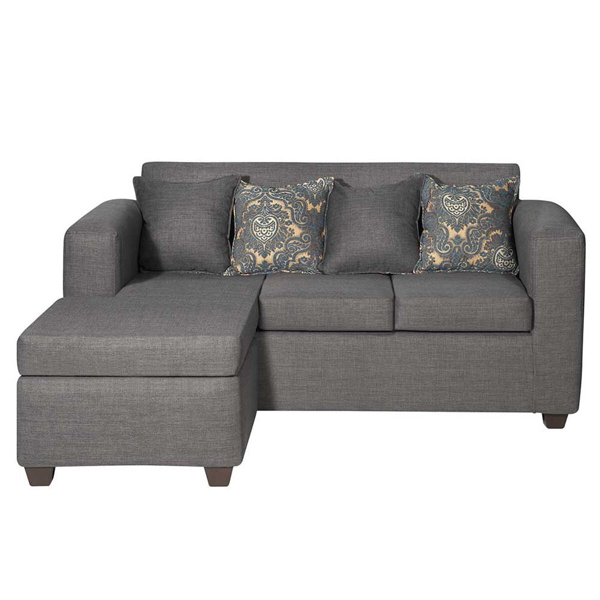 Sofá Seccional Intercambiable Essenza New Puket Tela Catania Chaise longue + Sofá 2 Cuerpos Gris