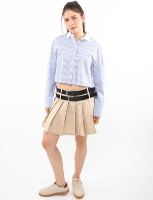 Imagen 2 del producto Blusa Crop Rayas Manga Larga Mujer Icono Celeste