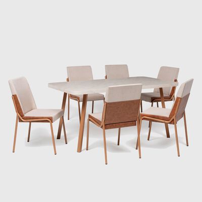 Imagen 1 del producto Juego de Comedor Roca Palmas 6 Sillas Canela Avellana